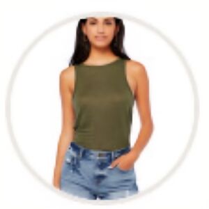 Olive Green High Neck Tank Top